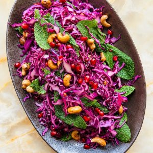 Cabbage Slaw with Hibiscus Pickled Onion & Mint